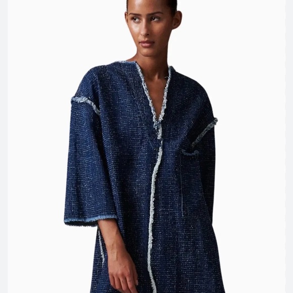 Day Birger et Mikkelsen Oversized Denim Tunic Top Deep V-Neck 100% Cotton - Picture 3 of 5